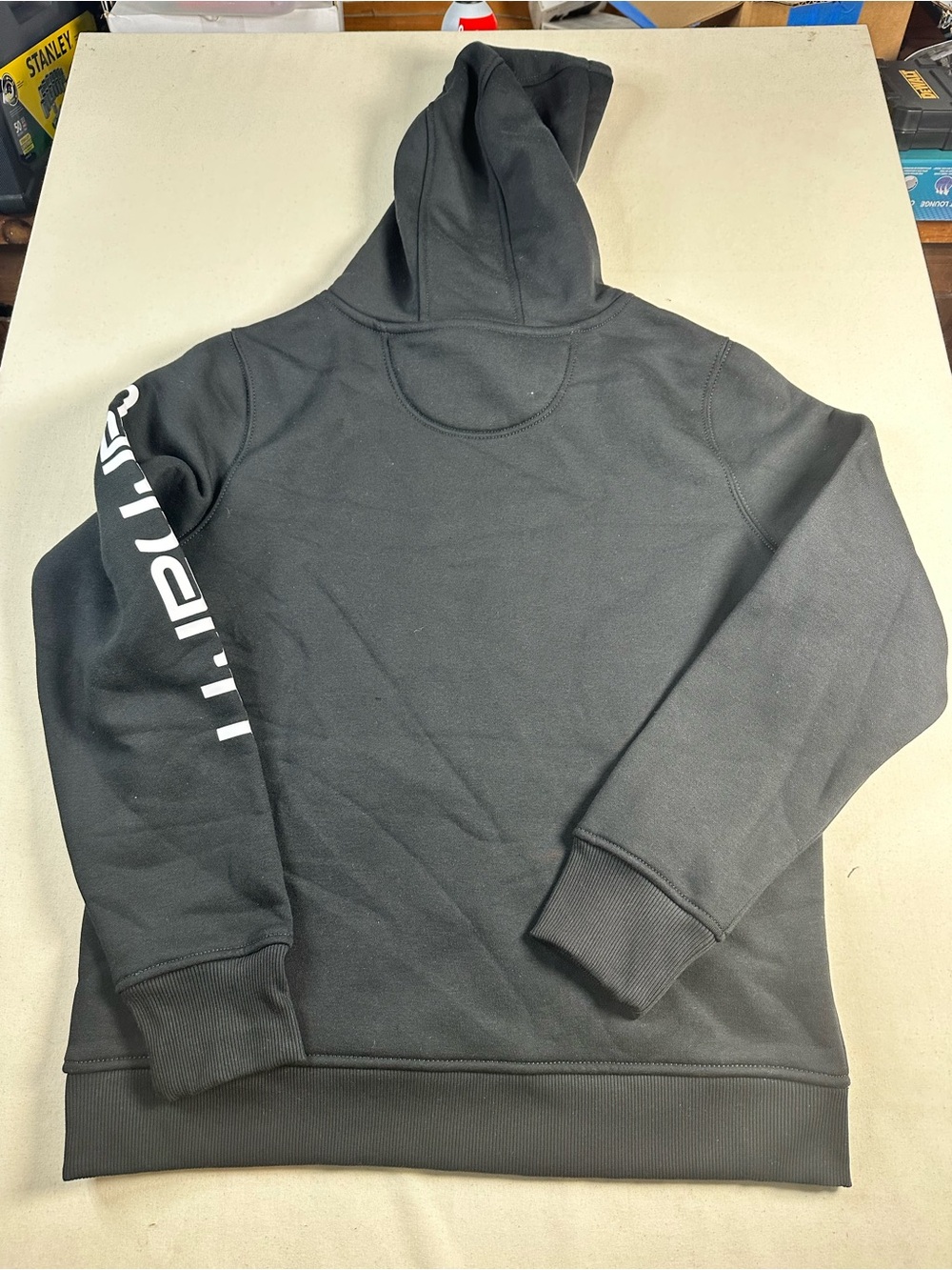 Carhartt Women's Relaxed Fit Midweight Logo Sleeve Graphic Hoodie Medium Black - Picture 5 of 5